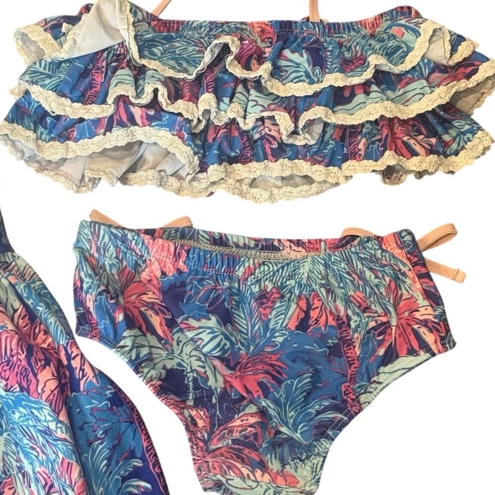 SweetHoney NWT Maxi Dress 3T & Matching Bikini 4T Tropical Palm Bundle - Picture 4 of 12